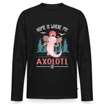 La maison est là où se trouve mon axolotl - T-shirt manches longues Premium bio Homme - noir - Devant - Nico (187cm)