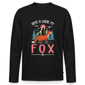Fuchs Geschenk Rotfuchs - Männer Premium Bio Langarmshirt - Schwarz - Vorne - Nico (187cm)