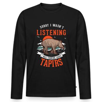 Tapir cadeau Tapir des plaines Tapirdae Tapir - T-shirt manches longues Premium bio Homme - noir - Devant - Nico (187cm)