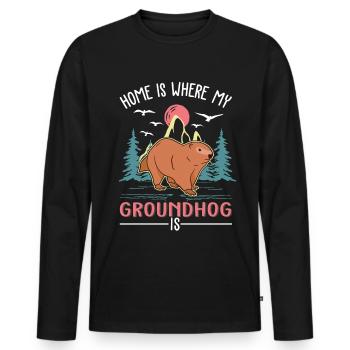 Groundhog Home Groundhog Day Marmot - Men's Premium Organic Long Sleeve Shirt - black - Front - Nico (187cm)