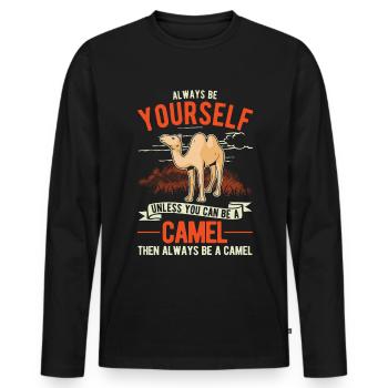 Always be yourself Camel Big Camel Camel - Men's Premium Organic Long Sleeve Shirt - black - Front - Nico (187cm)