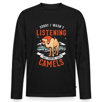 Camel Dromedary Egypt Gift Big Camel - Men's Premium Organic Long Sleeve Shirt - black - Front - Nico (187cm)