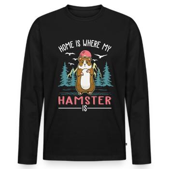 Zuhause ist wo mein Hamster ist Hamsterrad - Männer Premium Bio Langarmshirt - Schwarz - Vorne - Nico (187cm)
