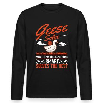 Geese Gift Goose Lover Goose Breeder - Men's Premium Organic Long Sleeve Shirt - black - Front - Nico (187cm)
