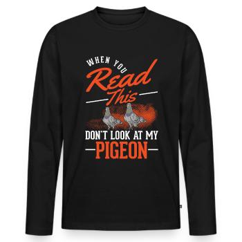 Pigeon Cadeau Pigeon Pigeon Pigeon Voyageur - T-shirt manches longues Premium bio Homme - noir - Devant - Nico (187cm)