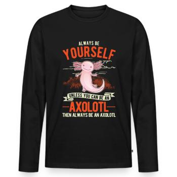 Axolotl cadeau armé amphibien - T-shirt manches longues Premium bio Homme - noir - Devant - Nico (187cm)