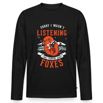 Fuchs Geschenk Rotfuchs - Männer Premium Bio Langarmshirt - Schwarz - Vorne - Nico (187cm)