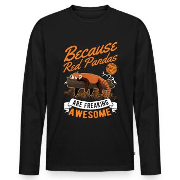 Cadeau Panda roux Panda roux - T-shirt manches longues Premium bio Homme - noir - Devant - Nico (187cm)