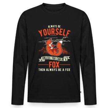 Cadeau de renard Renard roux - T-shirt manches longues Premium bio Homme - noir - Devant - Nico (187cm)