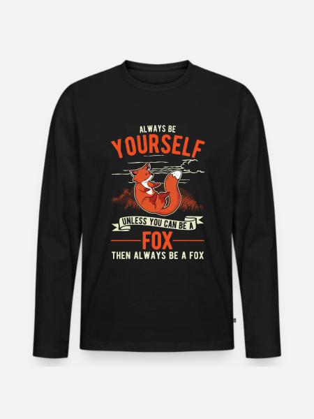 Fuchs Geschenk Rotfuchs - Männer Premium Bio Langarmshirt - Schwarz