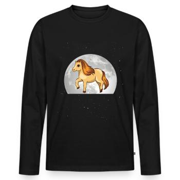 Shetland Pony Mond - Männer Premium Bio Langarmshirt - Schwarz - Vorne - Nico (187cm)