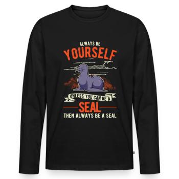 Cadeau de phoque Lion de mer Lion de mer de phoque - T-shirt manches longues Premium bio Homme - noir - Devant - Nico (187cm)
