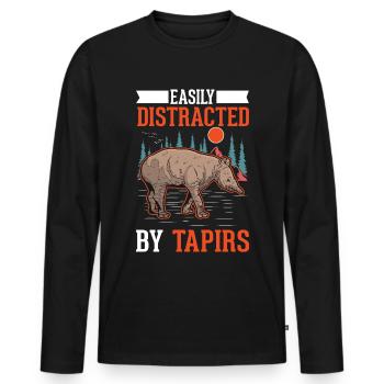 Easily distracted by Tapirs - Männer Premium Bio Langarmshirt - Schwarz - Vorne - Nico (187cm)