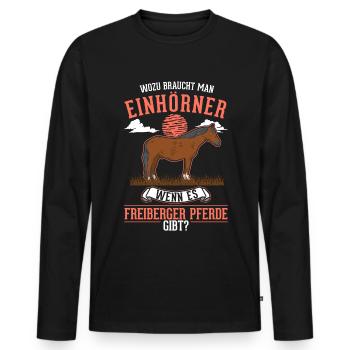 Freiberger Pferd Einhorn - Männer Premium Bio Langarmshirt - Schwarz - Vorne - Nico (187cm)