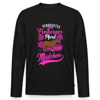 Verrücktes Freiberger Pferd Mädchen - Männer Premium Bio Langarmshirt - Schwarz - Vorne - Nico (187cm)