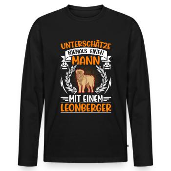 Leonberger Man - Men's Premium Organic Long Sleeve Shirt - black - Front - Nico (187cm)