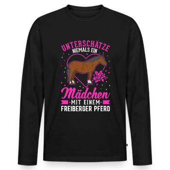 Freiberger Fille à cheval - T-shirt manches longues Premium bio Homme - noir - Devant - Nico (187cm)