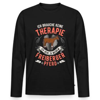 Freiberger Pferd Therapie - Männer Premium Bio Langarmshirt - Schwarz - Vorne - Nico (187cm)