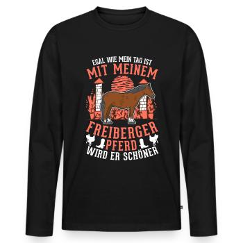 Freiberger Pferd - Männer Premium Bio Langarmshirt - Schwarz - Vorne - Nico (187cm)