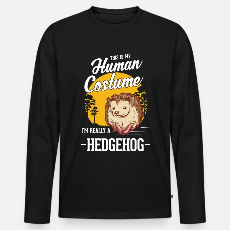 Igel Kostüm Hedgehog Halloween - Männer Premium Bio Langarmshirt - Schwarz