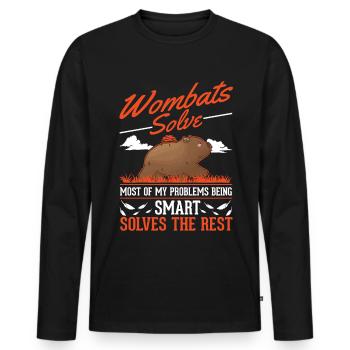 Australischer Wombat - Männer Premium Bio Langarmshirt - Schwarz - Vorne - Nico (187cm)