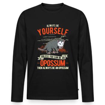Opossum cadeau opossum marsupial - T-shirt manches longues Premium bio Homme - noir - Devant - Nico (187cm)