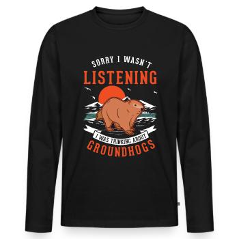 Marmot Groundhog Day Woodchuck - Men's Premium Organic Long Sleeve Shirt - black - Front - Nico (187cm)