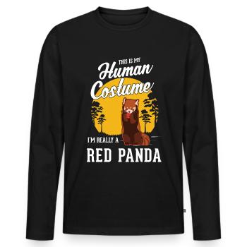 Roter Panda Geschenk Red Panda - Männer Premium Bio Langarmshirt - Schwarz - Vorne - Nico (187cm)
