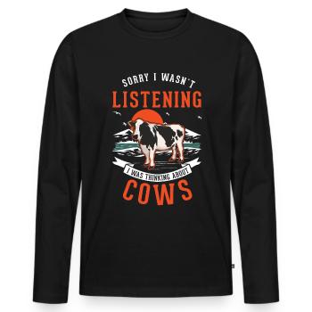 Vache Éleveur de bovins Vaches fermières - T-shirt manches longues Premium bio Homme - noir - Devant - Nico (187cm)