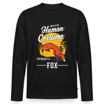 Fuchs Geschenk Rotfuchs - Männer Premium Bio Langarmshirt - Schwarz - Vorne - Nico (187cm)