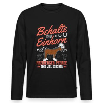 Freiberg cheval licorne - T-shirt manches longues Premium bio Homme - noir - Devant - Nico (187cm)
