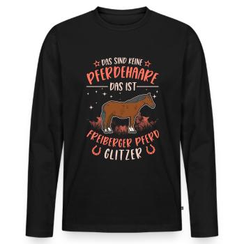 Freiberger Pferd Glitzer - Männer Premium Bio Langarmshirt - Schwarz - Vorne - Nico (187cm)