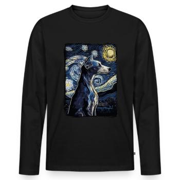 Lévrier italien Nuit étoilée - T-shirt manches longues Premium bio Homme - noir - Devant - Nico (187cm)