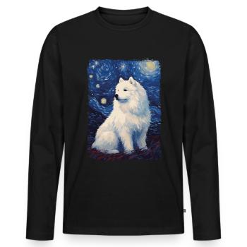 Samoyed Starry Night - Männer Premium Bio Langarmshirt - Schwarz - Vorne - Nico (187cm)