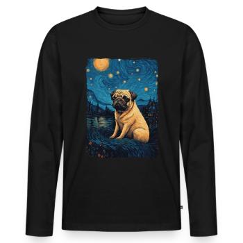 Carlin Nuit étoilée - T-shirt manches longues Premium bio Homme - noir - Devant - Nico (187cm)