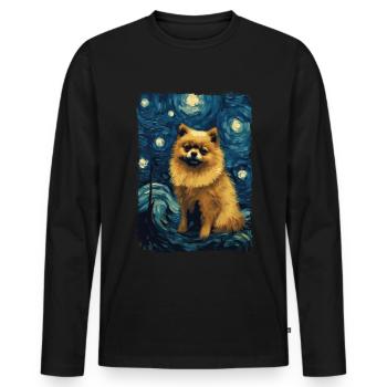 Zwergspitz Starry Night - Männer Premium Bio Langarmshirt - Schwarz - Vorne - Nico (187cm)