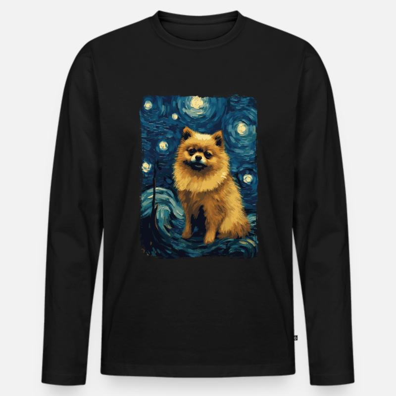 Zwergspitz Starry Night - Männer Premium Bio Langarmshirt - Schwarz
