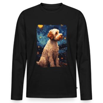 Lagotto Romagnolo Nuit étoilée - T-shirt manches longues Premium bio Homme - noir - Devant - Nico (187cm)