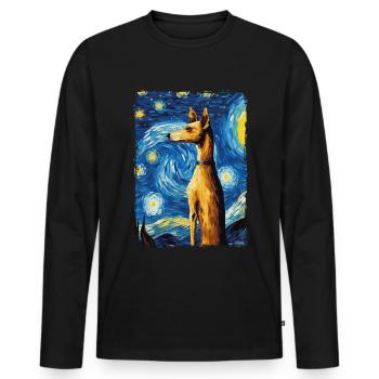 Lévrier italien Nuit étoilée - T-shirt manches longues Premium bio Homme - noir - Devant - Nico (187cm)