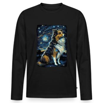 Berger Shetland Nuit étoilée - T-shirt manches longues Premium bio Homme - noir - Devant - Nico (187cm)