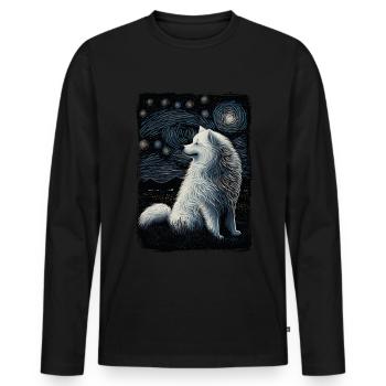 Samoyed Starry Night - Männer Premium Bio Langarmshirt - Schwarz - Vorne - Nico (187cm)