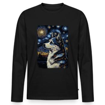 Husky Starry Night - Männer Premium Bio Langarmshirt - Schwarz - Vorne - Nico (187cm)