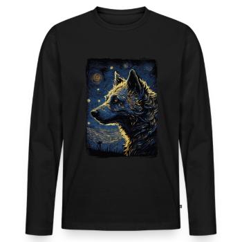 Hyène Nuit étoilée - T-shirt manches longues Premium bio Homme - noir - Devant - Nico (187cm)