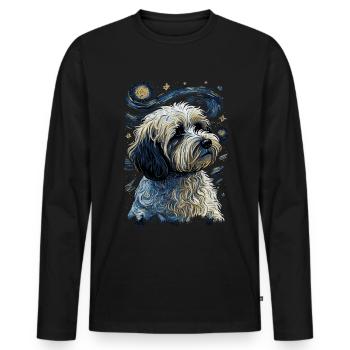 Havanese Starry Night - Men's Premium Organic Long Sleeve Shirt - black - Front - Nico (187cm)