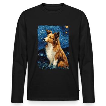 Shetland Shepherd Starry Night - Men's Premium Organic Long Sleeve Shirt - black - Front - Nico (187cm)