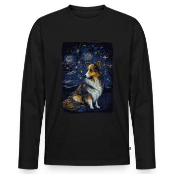Shetland Shepherd Starry Night - Men's Premium Organic Long Sleeve Shirt - black - Front - Nico (187cm)