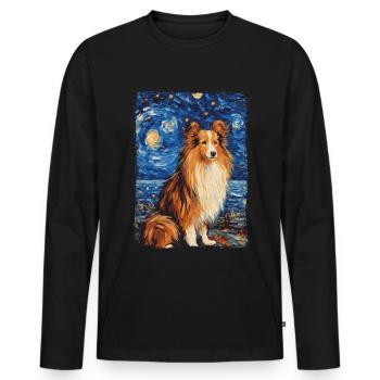 Berger Shetland Nuit étoilée - T-shirt manches longues Premium bio Homme - noir - Devant - Nico (187cm)