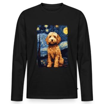 Lagotto Romagnolo Nuit étoilée - T-shirt manches longues Premium bio Homme - noir - Devant - Nico (187cm)