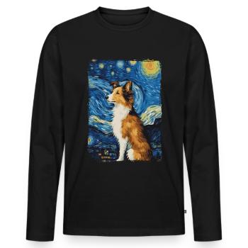 Berger Shetland Nuit étoilée - T-shirt manches longues Premium bio Homme - noir - Devant - Nico (187cm)