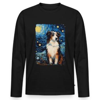 Berger Australien Nuit Étoilée - T-shirt manches longues Premium bio Homme - noir - Devant - Nico (187cm)